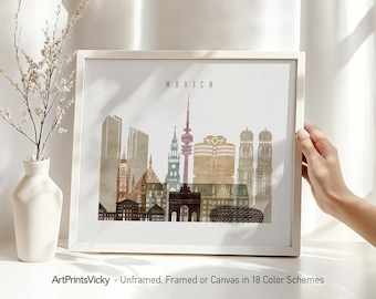 Munich poster, Munich print wall art, Germany cityscape, travel gifts, city poster | ArtPrintsVicky