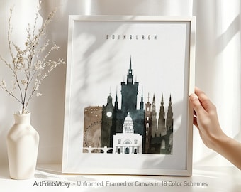 Edinburgh Skyline Poster Print – Wall Art for Home Decor, Office or Gift – Framed or Canvas Cityscape | ArtPrintsVicky