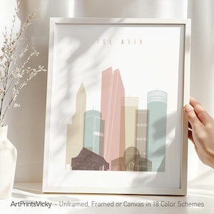 Tel Aviv print, poster wall art, Travel poster, City print, Travel gifts, Office decor | ArtPrintsVicky