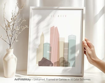 Tel Aviv print, poster wall art, Travel poster, City print, Travel gifts, Office decor | ArtPrintsVicky