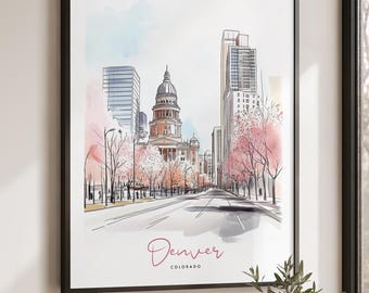 Denver Colorado wall art print, Poster for home decor