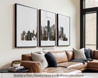 Boston 3 Piece Wall Art Prints, Boston Skyline Poster Set | ArtPrintsVicky