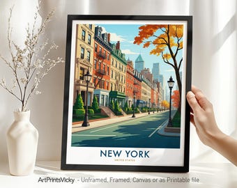 New York Travel Poster, Upper East Side Print, NYC Architecture Illustrations for Home Decor, Housewarming Gift