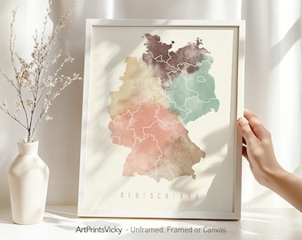 Germany map poster print | Personalised gifts wall art | Decor for home and office | ArtPrintsVicky