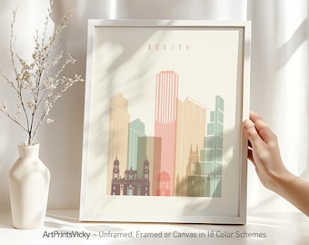 Bogota Skyline Print | Colombia Wall Art | Cathedral Primada | South American City Posters | Travel Gift | Multiple Colors | ArtPrintsVicky