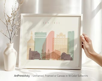 San Jose print, wall art poster, travel gifts, office decor | ArtPrintsVicky