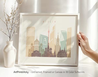 Moscow Wall Art Print - Pastel Skyline Poster - Framed & Canvas | ArtPrintsVicky