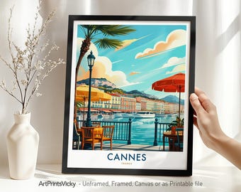 Cannes Travel Poster | French Riviera Print | Wall Art Home Decor | Housewarming Gift