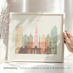 Brussels poster, Brussels print, Belgium skyline, Travel poster, City print, Travel gifts, Office decor | ArtPrintsVicky