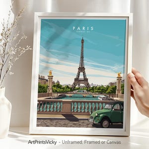 Paris Travel Poster: Vintage Style Eiffel Tower Art Print