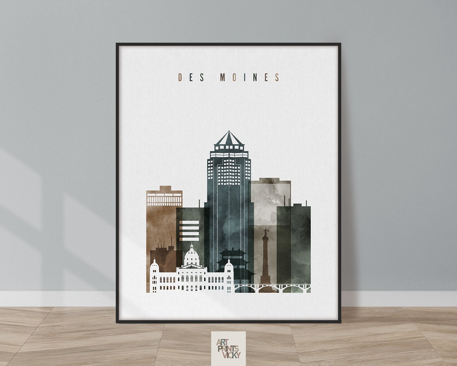 Des Moines Print by Artprintsvicky Travel Poster Wall picture