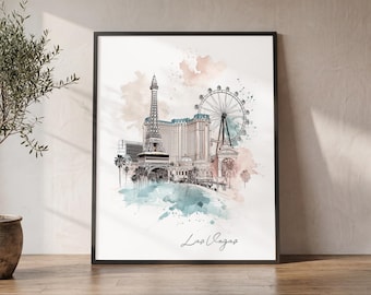 Las Vegas Wall Art Decor, Art Print, Travel Poster, Anniversary gifts