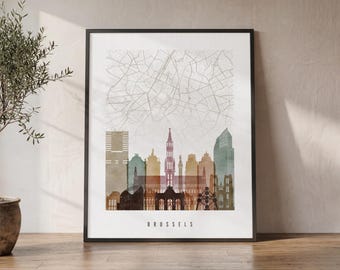 Brussels Map Poster - City Map & Skyline Print