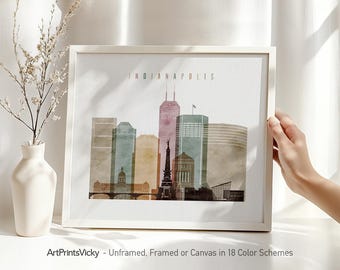 Indianapolis poster, Indianapolis print, Indianapolis wall art, Indianapolis skyline, wall decor, travel, home decor, ArtPrintsVicky