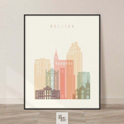 Raleigh Art Print Raleigh NC City Skyline Poster Raleigh - Etsy