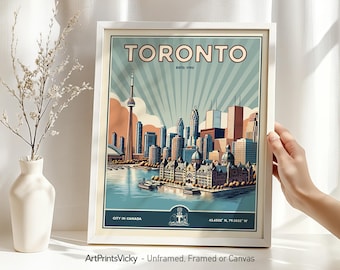 Toronto Print | Poster Wall art in Retro Style | Travel Gifts | Canada Decor for Home and Office | ArtPrintsVicky