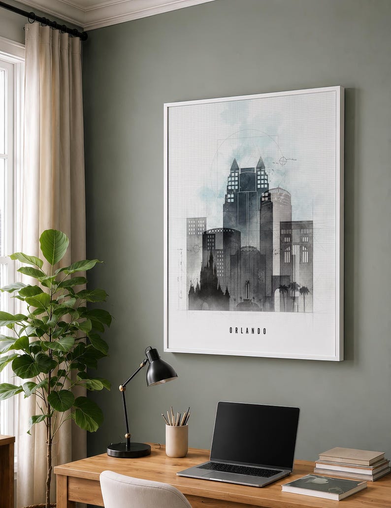 Orlando Wall Art Prints, Florida Skyline Posters, Frame and Canvas options bild 4