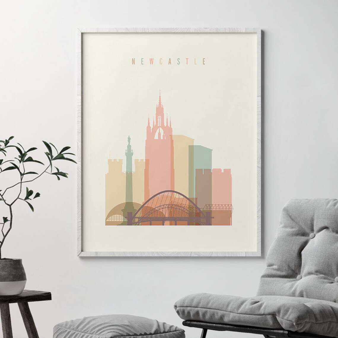 Newcastle poster Newcastle art print Newcastle UK skyline Etsy
