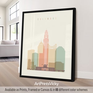 Columbus Ohio Art, Wall art print, Skyline poster, travel city print, Personalised print | ArtPrintsVicky