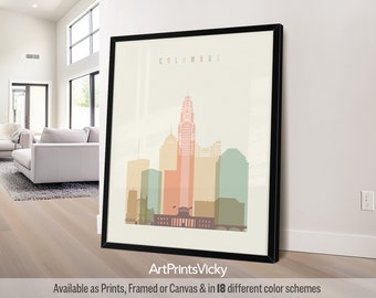 Columbus Ohio Art, Wall art print, Skyline poster, travel city print, Personalised print | ArtPrintsVicky