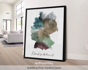 Germany map poster print | Personalised gifts wall art | Decor for home and office | ArtPrintsVicky