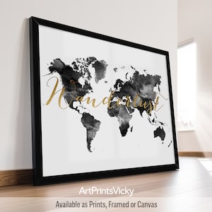 World map poster print | Personalised gifts wall art | Decor for home and office | ArtPrintsVicky