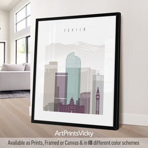 Denver poster skyline, Denver print, Colorado wall art, travel print, City print, personalised gift | ArtPrintsVicky