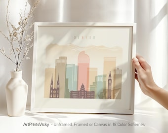 Denver poster, Denver skyline print, Travel decor, Wall art, Gift, Colorado City art, Home Decor | ArtPrintsVicky