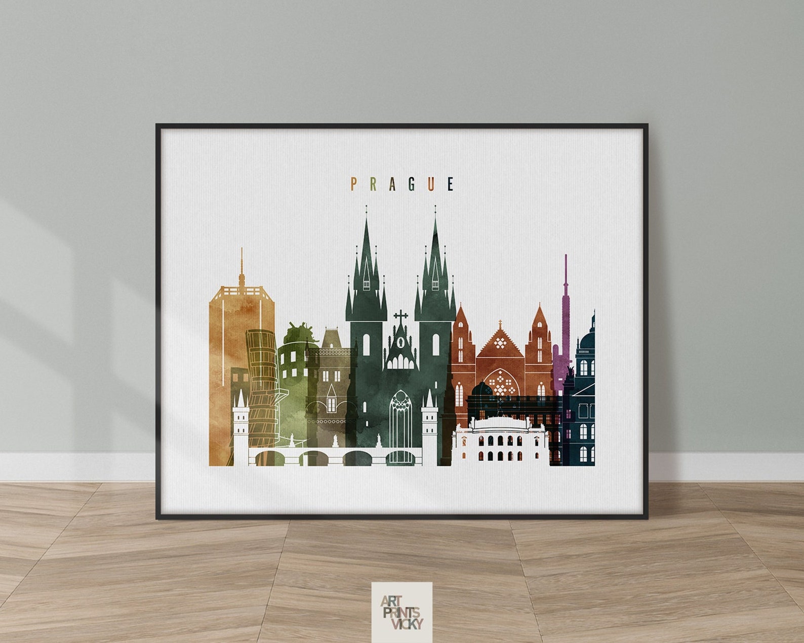 Prague Poster Wall Art Prague Print Prague Skyline Czech Etsy