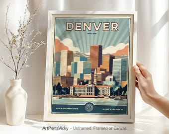Denver Art Print | Denver Poster in Retro Style | Colorado Wall Art | Decor for Home and Office | Personalised Gift | ArtPrintsVicky