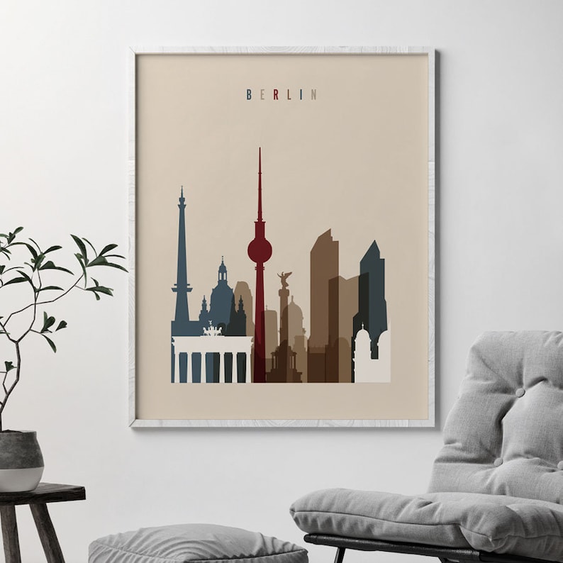 Berlin Skyline Poster Berlin Print Berlin Wall Art Germany Etsy