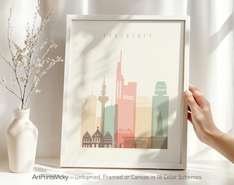 Frankfurt Skyline Wall Art Poster Framed, Unframed or Canvas in 18 Colour Schemes