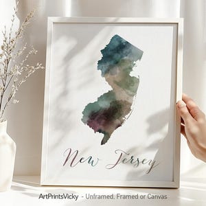 New Jersey Map Art Print: Personalized NJ Poster, Home Decor