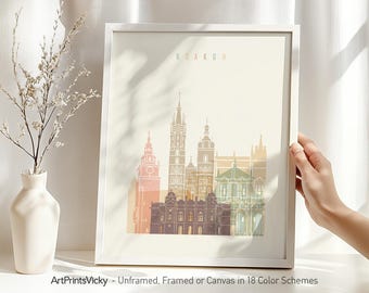 Krakow print, poster skyline, wall art, Poland cityscape, Gift home and office decor, Travel city print | ArtPrintsVicky