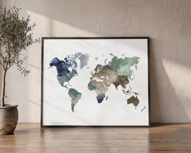 World Map Wall Art Poster, Personalised Print, Decor Gift for Home and ...