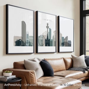 Liverpool 3 Piece Wall Art Prints, Liverpool Skyline Poster Set | ArtPrintsVicky