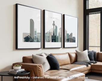 Liverpool 3 Piece Wall Art Prints, Liverpool Skyline Poster Set | ArtPrintsVicky