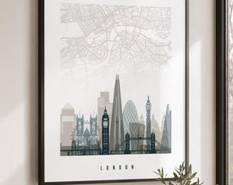 London Map Wall Art Print, City Poster for Home or Office Decor