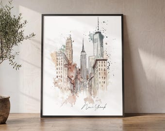 ニューヨーク市のスケッチ ポスター、手描きのニューヨーク パノラマ