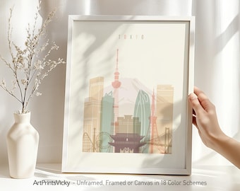 Tokyo Prints, Tokyo Skyline Poster | Tokyo Japan wall art | Gifts for travellers | ArtPrintsVicky