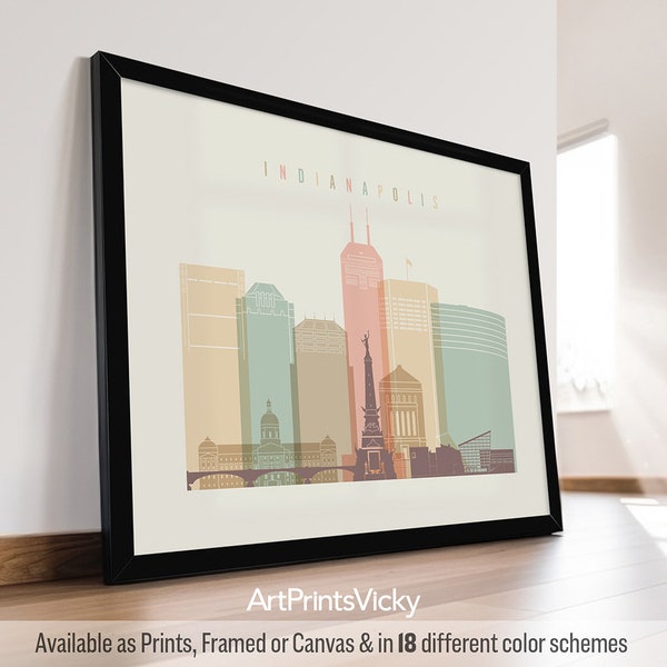 Indianapolis Art, Indianapolis Skyline Print, Wall Art Poster, Travel Decor for Homes, Offices, and Unique Travel Gifts | ArtPrintsVicky