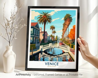 Venice Los Angeles Travel Print – California | Cityscape Poster | Wall Art for Home Office Decor | Housewarming Gift
