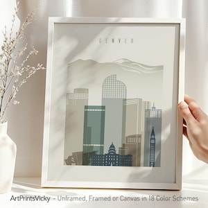 Denver Skyline Art Print: Earth Tones Cityscape Poster