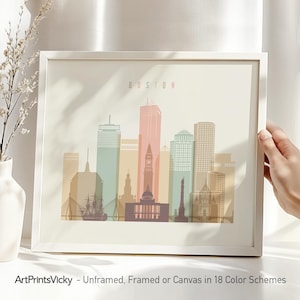 Boston Skyline Art Print: Massachusetts Cityscape, Travel Poster