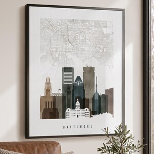 Baltimore Map Wall Art Print, City Poster for Home or Office Decor