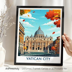 Vatican City Poster: St. Peter&#39;s Basilica, Italy Travel Art