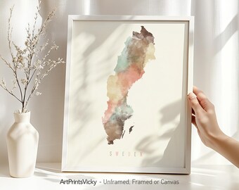 Sweden map poster print | Personalised gifts wall art | Decor for home and office | ArtPrintsVicky