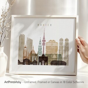 Munich Wall Art Print, Skyline Poster, Cityscape Travel Decor