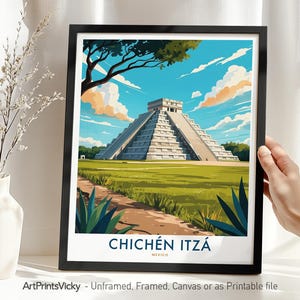 Chichén Itzá Travel Print | Mayan Pyramid Poster | Mexico Wall Art Home Decor