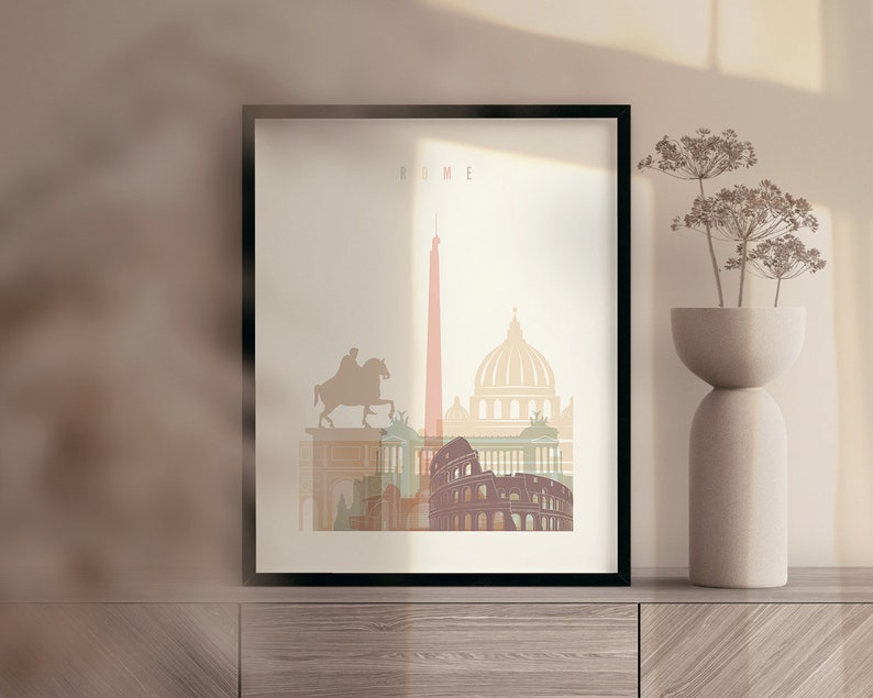 Rome print, poster, Italy Wall Art cityscape, Travel poster, City print, Travel gifts, Office decor ArtPrintsVicky image 6